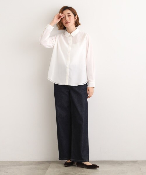 grove（グローブ）の「オーガンジーレイヤードシャツ（シャツ/ブラウス・レディース・サックスブルー/オフホワイト・02/03/01/04/05）」の12枚目の写真