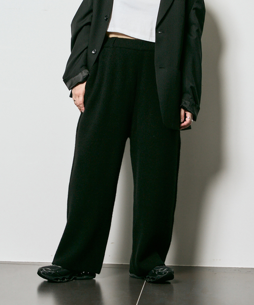 SEEALL(シーオール)の「SEEALL KNIT BUGGY PANTS SAU51/KJ687S:ニットパンツ(その他パンツ・レディース・ブラック・FREE)」の1枚目の写真