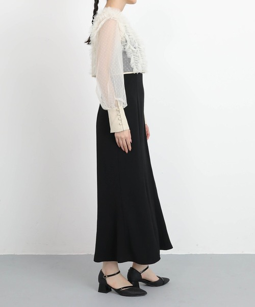 Kana（カナ）の「ドットチュールフリルトップス ダブルストラップキャミワンピ 2点セット パーティー ドレス 結婚式 お呼ばれ オケージョン（ドレス・レディース・ブラック/ブラック系その他2/チャコールグレー・M）」の6枚目の写真