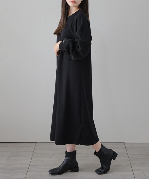 AMELY(エミリー)の「ボアスリーブバックジップワンピース(ワンピース・レディース・チャコール/モカ/ブラック・C/フリー)」の7枚目の写真