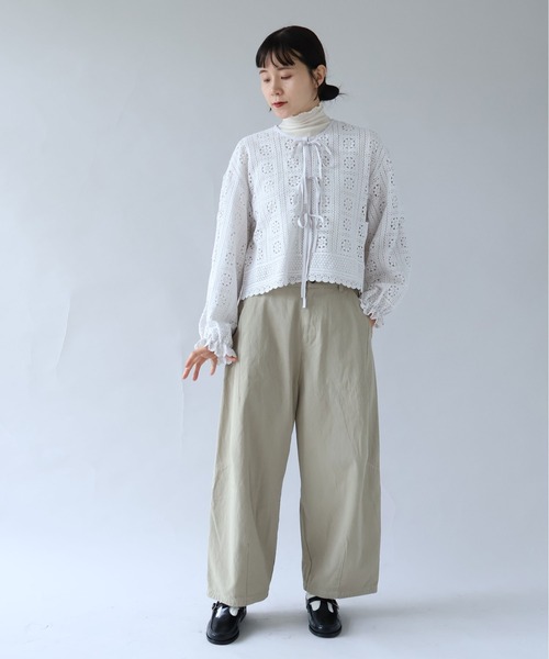 yuni（ユニ　）の「コットンレース gather sleeve haori ブラウス（シャツ/ブラウス・レディース・ホワイト/ブラック・FREE）」の14枚目の写真