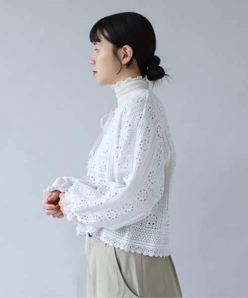yuni（ユニ　）の「コットンレース gather sleeve haori ブラウス（シャツ/ブラウス・レディース・ホワイト/ブラック・FREE）」の19枚目の写真