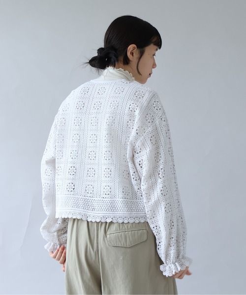 yuni（ユニ　）の「コットンレース gather sleeve haori ブラウス（シャツ/ブラウス・レディース・ホワイト/ブラック・FREE）」の21枚目の写真
