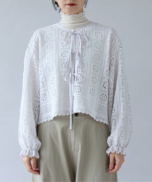 yuni（ユニ　）の「コットンレース gather sleeve haori ブラウス（シャツ/ブラウス・レディース・ホワイト/ブラック・FREE）」の22枚目の写真