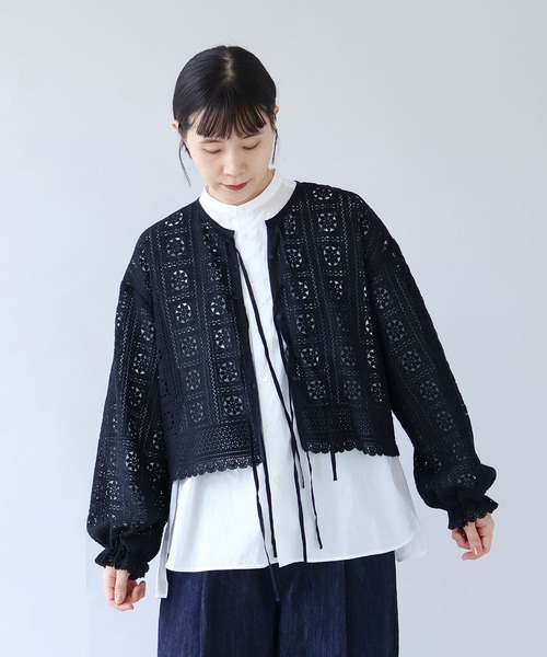 yuni（ユニ　）の「コットンレース gather sleeve haori ブラウス（シャツ/ブラウス・レディース・ホワイト/ブラック・FREE）」の11枚目の写真