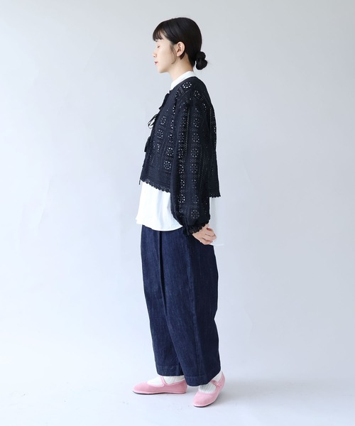 yuni（ユニ　）の「コットンレース gather sleeve haori ブラウス（シャツ/ブラウス・レディース・ホワイト/ブラック・FREE）」の4枚目の写真
