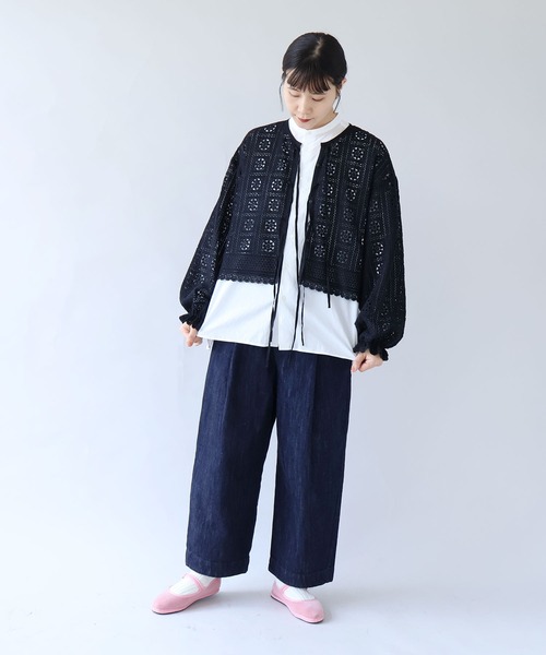 yuni（ユニ　）の「コットンレース gather sleeve haori ブラウス（シャツ/ブラウス・レディース・ホワイト/ブラック・FREE）」の9枚目の写真