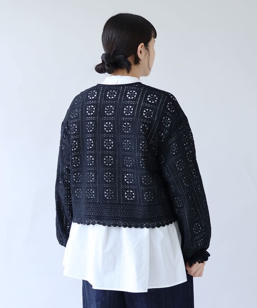 yuni（ユニ　）の「コットンレース gather sleeve haori ブラウス（シャツ/ブラウス・レディース・ホワイト/ブラック・FREE）」の8枚目の写真