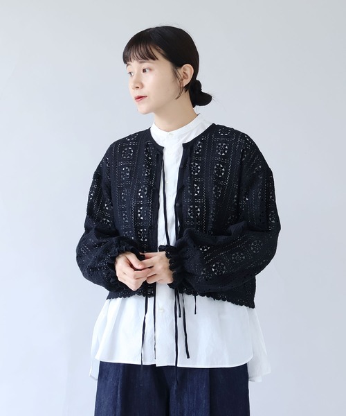 yuni（ユニ　）の「コットンレース gather sleeve haori ブラウス（シャツ/ブラウス・レディース・ホワイト/ブラック・FREE）」の10枚目の写真