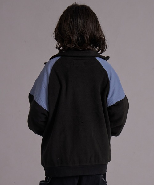 PAIRMANON STREET（ペアマノンストリート）の「フリース ラグラン切替 ジップトップス【PAIRMANON STREET】（ブルゾン・キッズ・アイボリー/ブラック/オレンジ・100/110/120/130/140/150/160/90）」の8枚目の写真