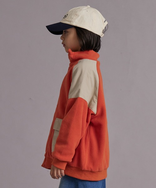 PAIRMANON STREET（ペアマノンストリート）の「フリース ラグラン切替 ジップトップス【PAIRMANON STREET】（ブルゾン・キッズ・アイボリー/ブラック/オレンジ・100/110/120/130/140/150/160/90）」の10枚目の写真