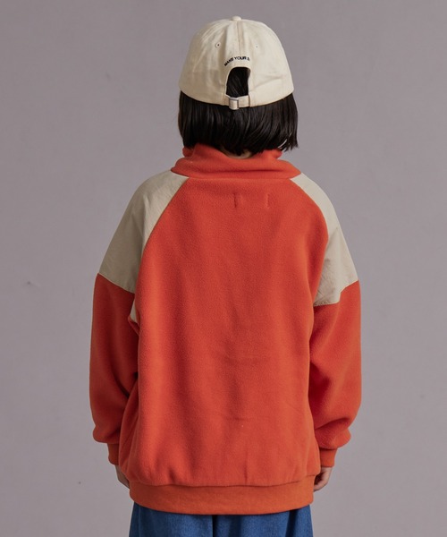 PAIRMANON STREET（ペアマノンストリート）の「フリース ラグラン切替 ジップトップス【PAIRMANON STREET】（ブルゾン・キッズ・アイボリー/ブラック/オレンジ・100/110/120/130/140/150/160/90）」の11枚目の写真