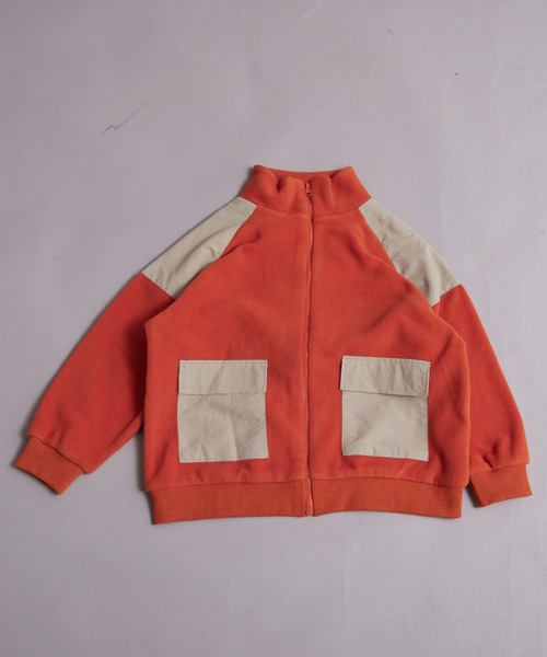 PAIRMANON STREET（ペアマノンストリート）の「フリース ラグラン切替 ジップトップス【PAIRMANON STREET】（ブルゾン・キッズ・アイボリー/ブラック/オレンジ・100/110/120/130/140/150/160/90）」の13枚目の写真