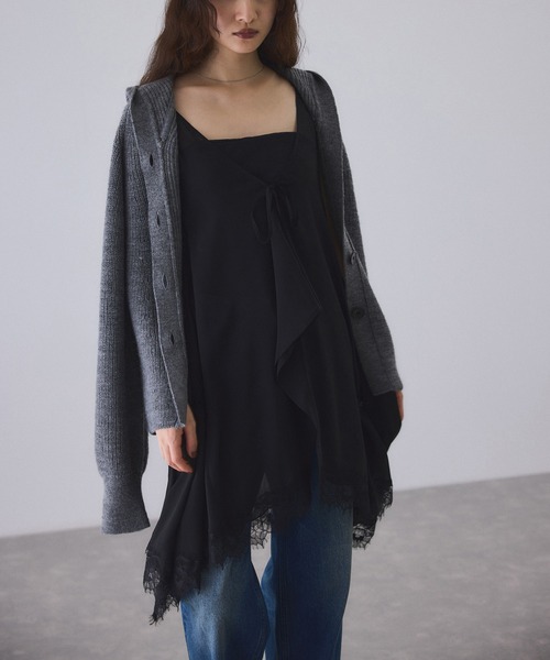 ADAM ET ROPE'（アダムエロペ）の「ヘムレースシアージレ（シャツ/ブラウス・レディース・ネイビー/オフホワイト/ブラック・FREE）」の11枚目の写真