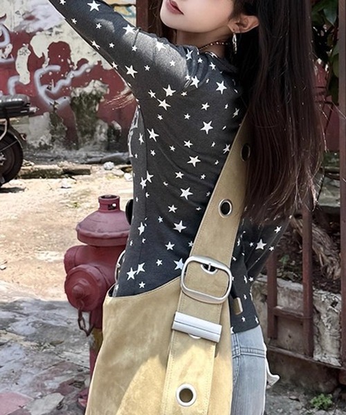 HALEY PESCA（ヘーリーペスカ）の「HALEY PESCA/ロゴプリント　Vネック　スタードットカットソー（Tシャツ/カットソー・レディース・ホワイト/グレー・SMALL/MEDIUM）」の11枚目の写真