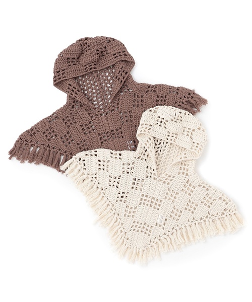 MAYDI マイディ ハンドメイド KNITTED CAPE ニットポンチョ セール】クロシェポンチョ（ニットキャップ/ビーニー）｜petit main