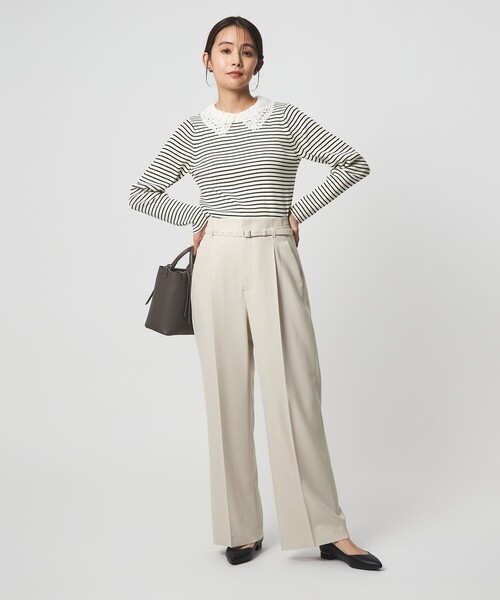 green label relaxing（グリーンレーベルリラクシング）の「［size SHORT/TALLあり］パウドレ ワイド パンツ ナチュラル（スラックス・レディース・ナチュラル・TALL/46/44/42/40/38/36/34/SHORT）」の15枚目の写真