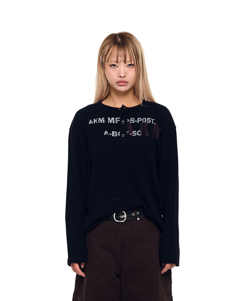 AAKAM（アーカム）の「Waffle Henry Neck Long Sleeve (Black)（Tシャツ/カットソー・レディース・その他・1/2）」の2枚目の写真