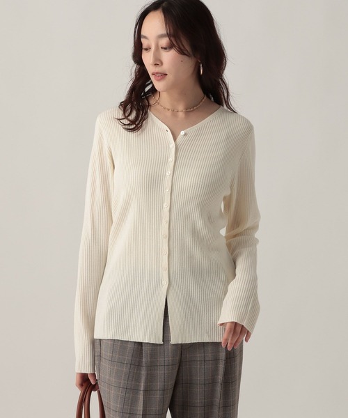 Elura（エルーラ）の「毛玉しらずリブカーディガン/618399（カーディガン/ボレロ・レディース・ホワイト/ターコイズブルー/ブラック・LARGE/MEDIUM）」の2枚目の写真