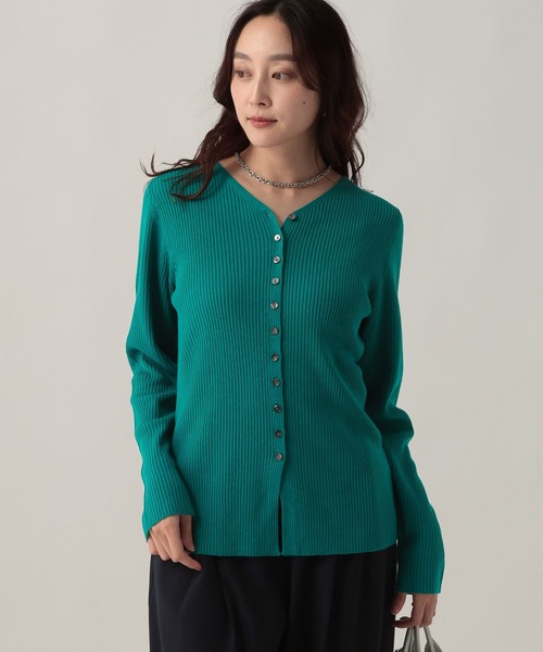 Elura（エルーラ）の「毛玉しらずリブカーディガン/618399（カーディガン/ボレロ・レディース・ホワイト/ターコイズブルー/ブラック・LARGE/MEDIUM）」の12枚目の写真