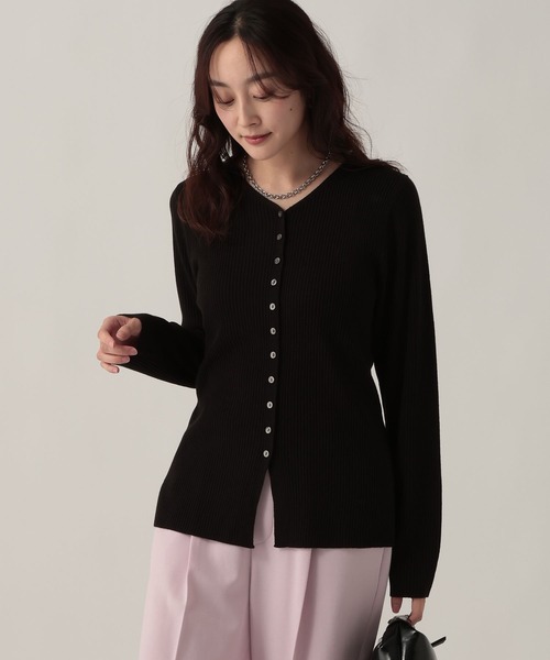 Elura（エルーラ）の「毛玉しらずリブカーディガン/618399（カーディガン/ボレロ・レディース・ホワイト/ターコイズブルー/ブラック・LARGE/MEDIUM）」の11枚目の写真