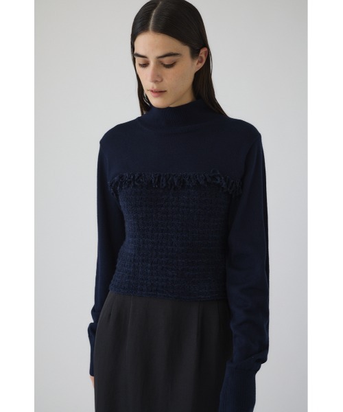 RIM.ARK（リムアーク）の「Tweed docking knit tops ツイード