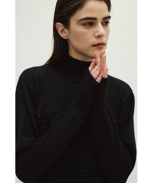 RIM.ARK（リムアーク）の「Tweed docking knit tops ツイード