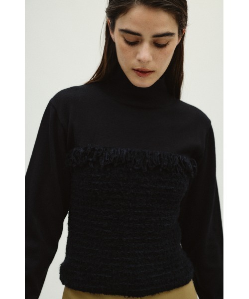RIM.ARK(リムアーク)の「Tweed docking knit tops ツイードドッキングニットトップス(ニット/セーター・レディース・ブラウン/ネイビー/ブラック・36/38)」の10枚目の写真