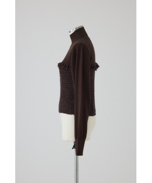 RIM.ARK(リムアーク)の「Tweed docking knit tops ツイードドッキングニットトップス(ニット/セーター・レディース・ブラウン/ネイビー/ブラック・36/38)」の11枚目の写真