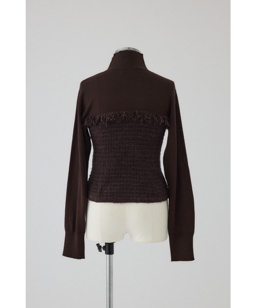 RIM.ARK(リムアーク)の「Tweed docking knit tops ツイードドッキングニットトップス(ニット/セーター・レディース・ブラウン/ネイビー/ブラック・36/38)」の12枚目の写真