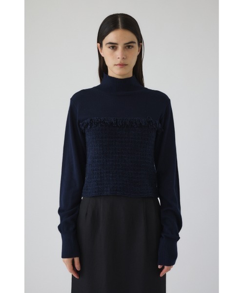 RIM.ARK（リムアーク）の「Tweed docking knit tops ツイード