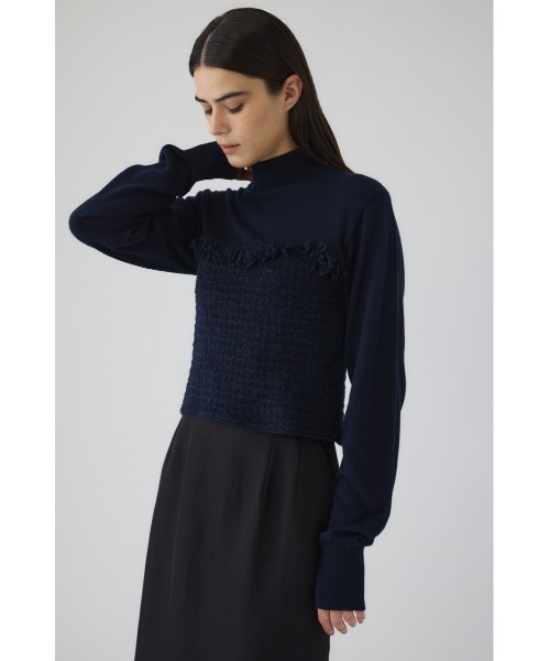 RIM.ARK(リムアーク)の「Tweed docking knit tops ツイードドッキングニットトップス(ニット/セーター・レディース・ブラウン/ネイビー/ブラック・36/38)」の22枚目の写真