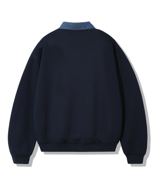 TRILLION(トリリオン)の「Leather Patch Denim Collar Rugby Man-to-Man_Navy(スウェット・レディース・その他・X-LARGE/LARGE/MEDIUM)」の5枚目の写真