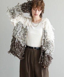 The rejoice（ザ リジョイス）の「ハンドニットフリンジカーディガン（カーディガン/ボレロ）」