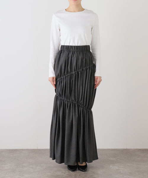 journal standard L'essage(ジャーナルスタンダードレサージュ)の「【A VACATION/ア ヴァケーション】AVC GATHER SK_T:スカート(スカート・レディース・チャコールグレー・FREE)」の3枚目の写真