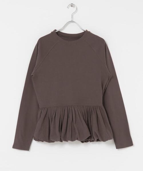 KBF（ケイビーエフ）の「ピーチスキンバブルヘムトップス（Tシャツ/カットソー・レディース・オフホワイト/グレー系その他/ブラウン・ONE）」の16枚目の写真