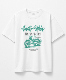 モーターサイクルヴィンテージグリーンTシャツホワイト_8134