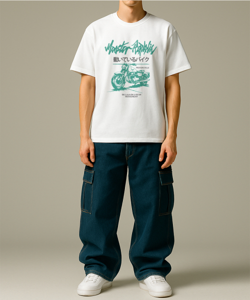 MONSTER REPUBLIC(モンスターリパブリック)の「モーターサイクルヴィンテージグリーンTシャツホワイト_8134(Tシャツ/カットソー・レディース・その他・SMALL/MEDIUM/LARGE/X-LARGE)」の2枚目の写真