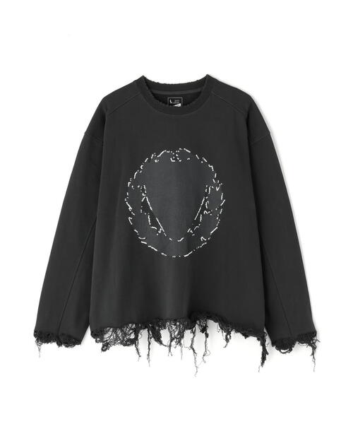 DANKE SCHON(ダンケシェーン)の「DankeSchon/ダンケシェーン/CUT FRINGE SWEAT CREWNECK EMBLEM(スウェット・メンズ・ブラック/ベージュ・L/M)」の15枚目の写真