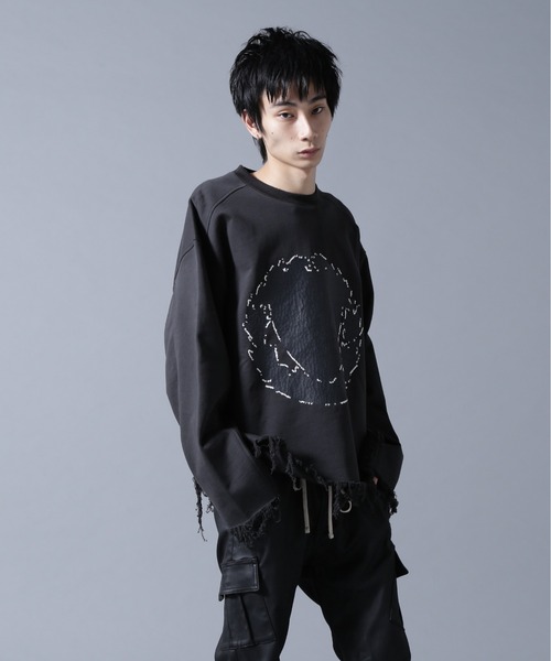 DANKE SCHON(ダンケシェーン)の「DankeSchon/ダンケシェーン/CUT FRINGE SWEAT CREWNECK EMBLEM(スウェット・メンズ・ブラック/ベージュ・L/M)」の7枚目の写真