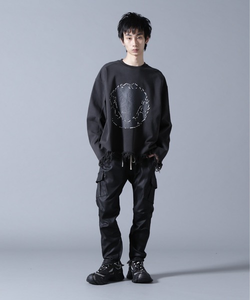 DANKE SCHON(ダンケシェーン)の「DankeSchon/ダンケシェーン/CUT FRINGE SWEAT CREWNECK EMBLEM(スウェット・メンズ・ブラック/ベージュ・L/M)」の8枚目の写真