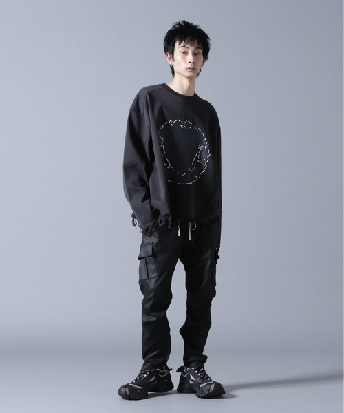 DANKE SCHON(ダンケシェーン)の「DankeSchon/ダンケシェーン/CUT FRINGE SWEAT CREWNECK EMBLEM(スウェット・メンズ・ブラック/ベージュ・L/M)」の10枚目の写真