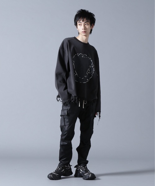 DANKE SCHON(ダンケシェーン)の「DankeSchon/ダンケシェーン/CUT FRINGE SWEAT CREWNECK EMBLEM(スウェット・メンズ・ブラック/ベージュ・L/M)」の11枚目の写真