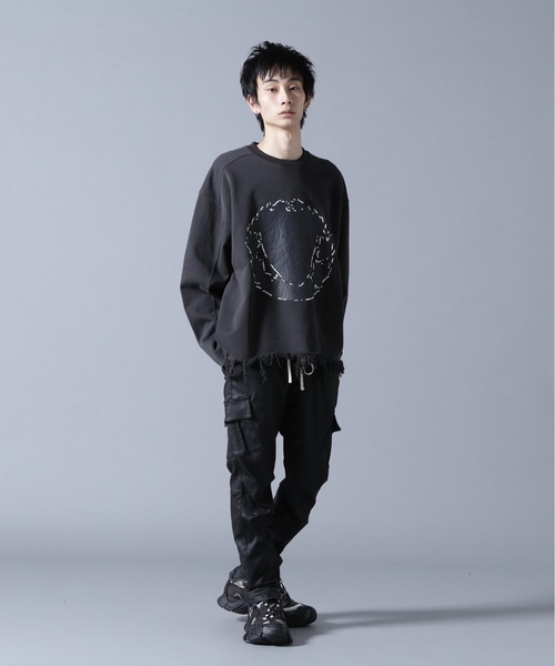 DANKE SCHON(ダンケシェーン)の「DankeSchon/ダンケシェーン/CUT FRINGE SWEAT CREWNECK EMBLEM(スウェット・メンズ・ブラック/ベージュ・L/M)」の12枚目の写真