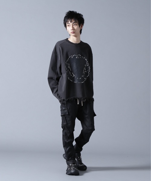 DANKE SCHON(ダンケシェーン)の「DankeSchon/ダンケシェーン/CUT FRINGE SWEAT CREWNECK EMBLEM(スウェット・メンズ・ブラック/ベージュ・L/M)」の13枚目の写真