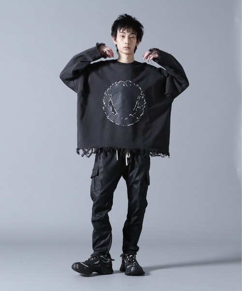 DANKE SCHON(ダンケシェーン)の「DankeSchon/ダンケシェーン/CUT FRINGE SWEAT CREWNECK EMBLEM(スウェット・メンズ・ブラック/ベージュ・L/M)」の14枚目の写真