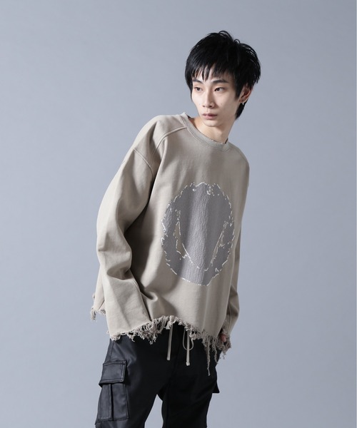 DANKE SCHON(ダンケシェーン)の「DankeSchon/ダンケシェーン/CUT FRINGE SWEAT CREWNECK EMBLEM(スウェット・メンズ・ブラック/ベージュ・L/M)」の19枚目の写真
