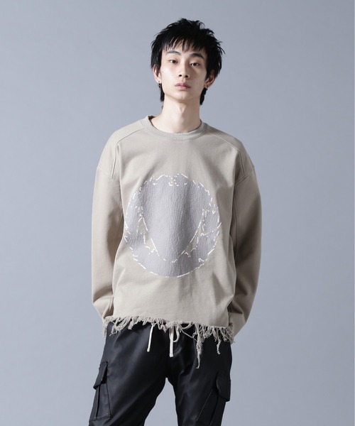 DANKE SCHON(ダンケシェーン)の「DankeSchon/ダンケシェーン/CUT FRINGE SWEAT CREWNECK EMBLEM(スウェット・メンズ・ブラック/ベージュ・L/M)」の20枚目の写真