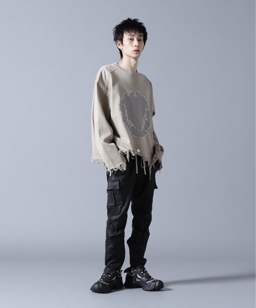 DANKE SCHON(ダンケシェーン)の「DankeSchon/ダンケシェーン/CUT FRINGE SWEAT CREWNECK EMBLEM(スウェット・メンズ・ブラック/ベージュ・L/M)」の21枚目の写真