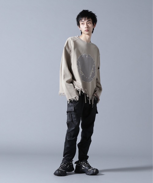 DANKE SCHON(ダンケシェーン)の「DankeSchon/ダンケシェーン/CUT FRINGE SWEAT CREWNECK EMBLEM(スウェット・メンズ・ブラック/ベージュ・L/M)」の22枚目の写真